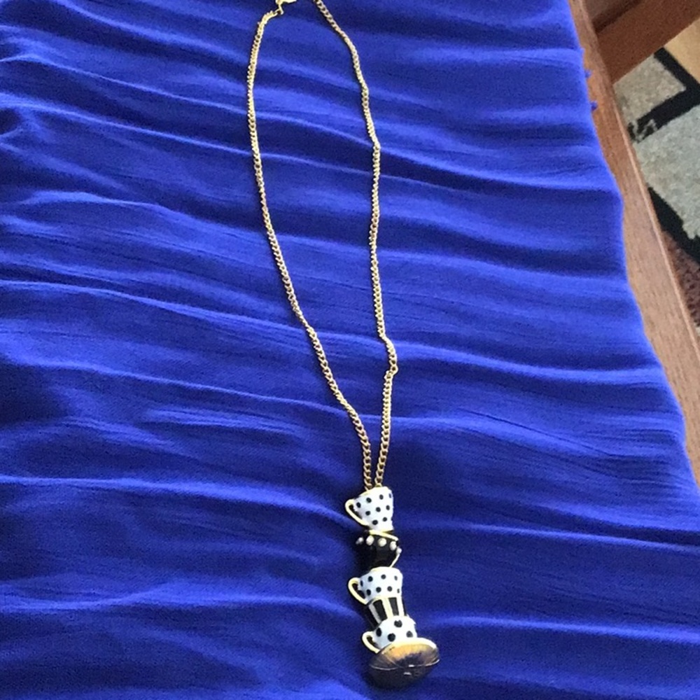 black and white Teacup necklace